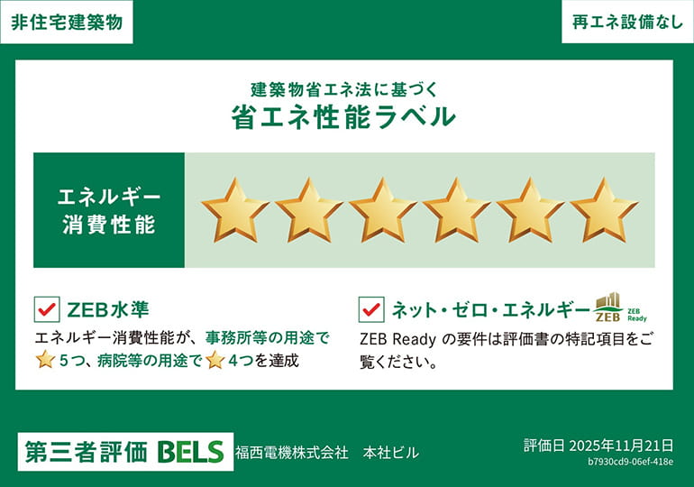 福西電機株式会社　本社ビル_省エネ性能ラベル